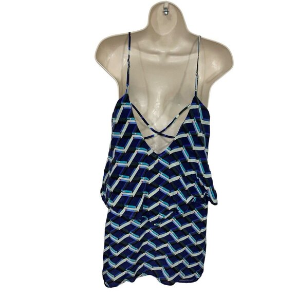 RIELEY Women's Small Geometric Print Mini Dress 100% Silk Polyester Lining READ - Picture 2 of 16